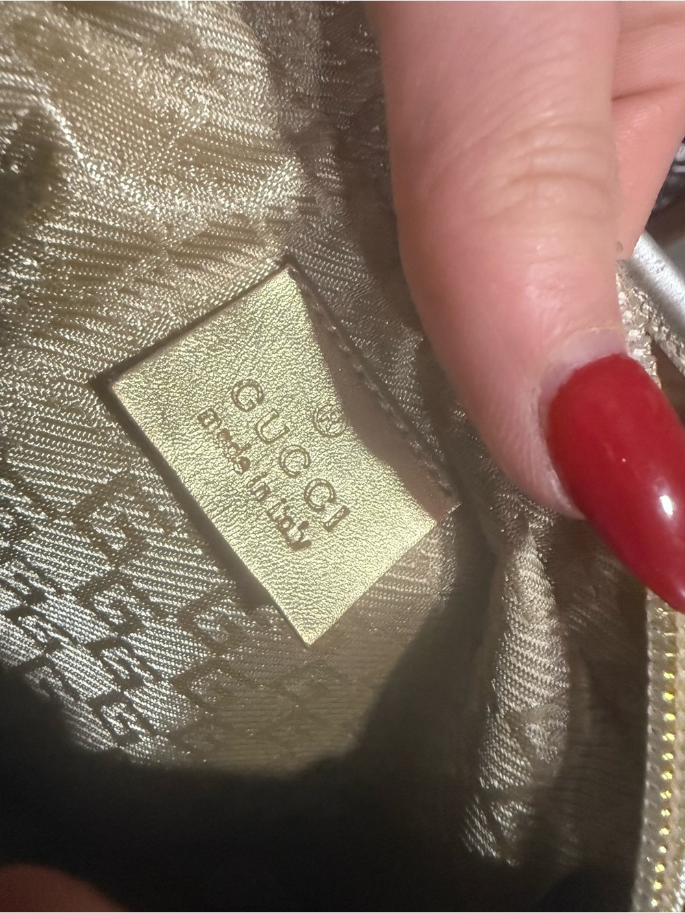 🇺🇸Authentic Gucci Vintage Mini Hobo Bag Aqua & Champagne Metallic Y2K Made Italy - Picture 9 of 10